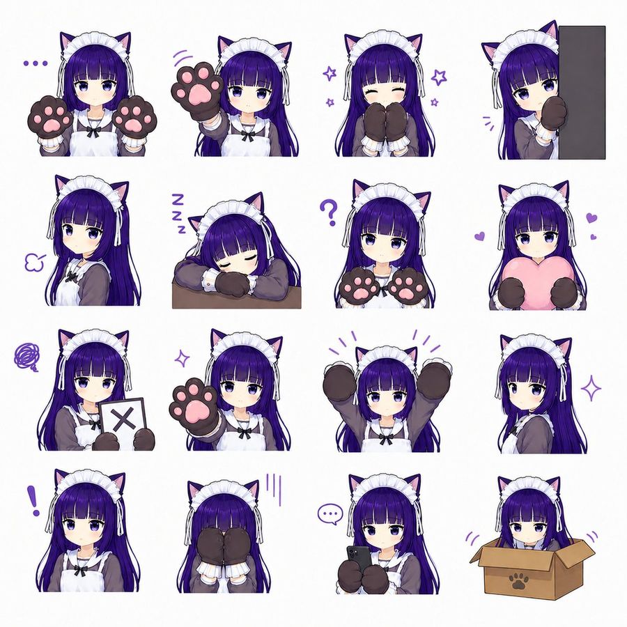 猫耳メイドのスタンプシート