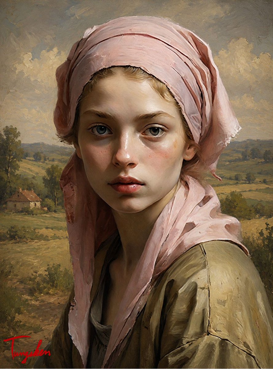 Retrato a óleo de camponesa