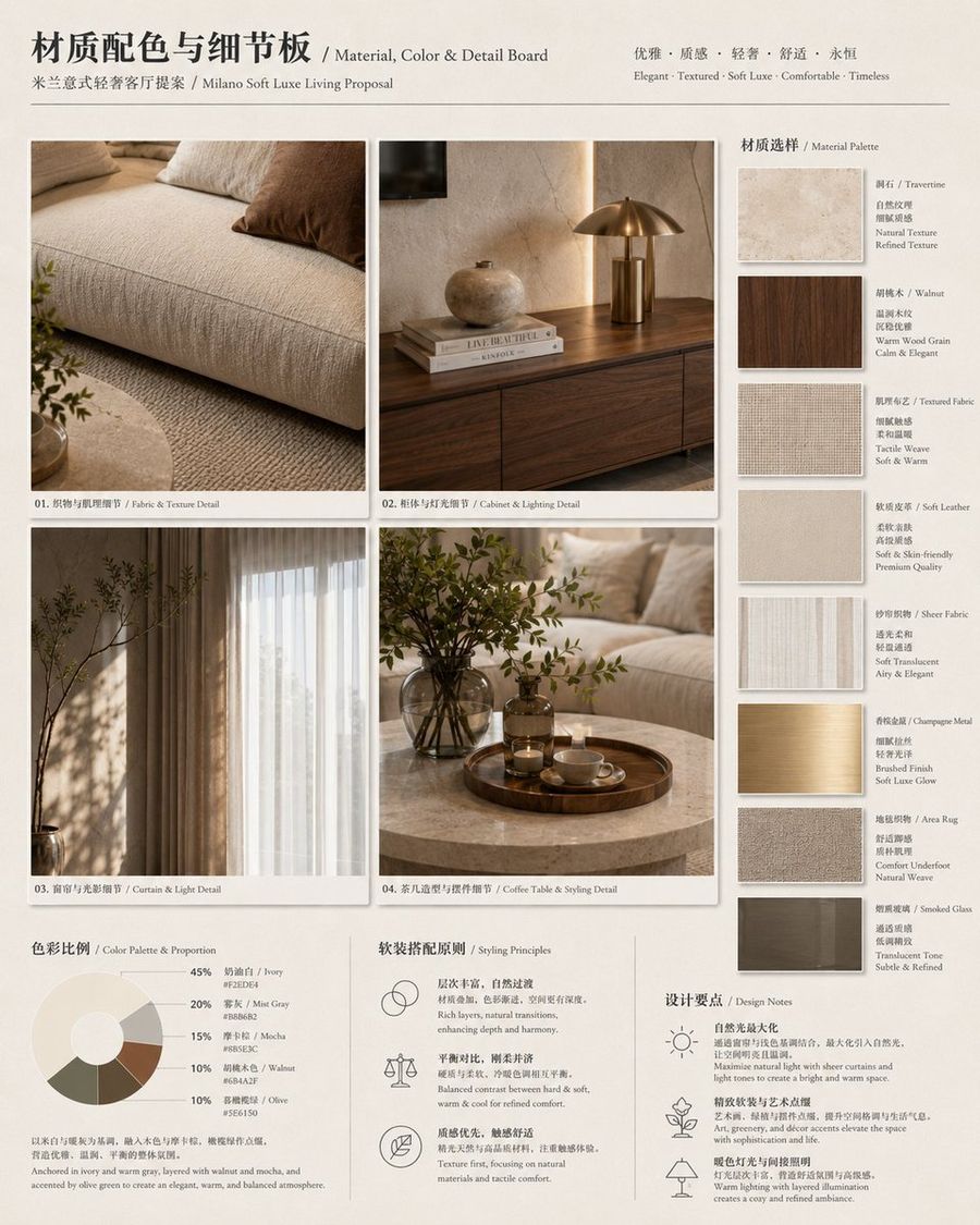 Painel de Design Milano Soft Luxe Living