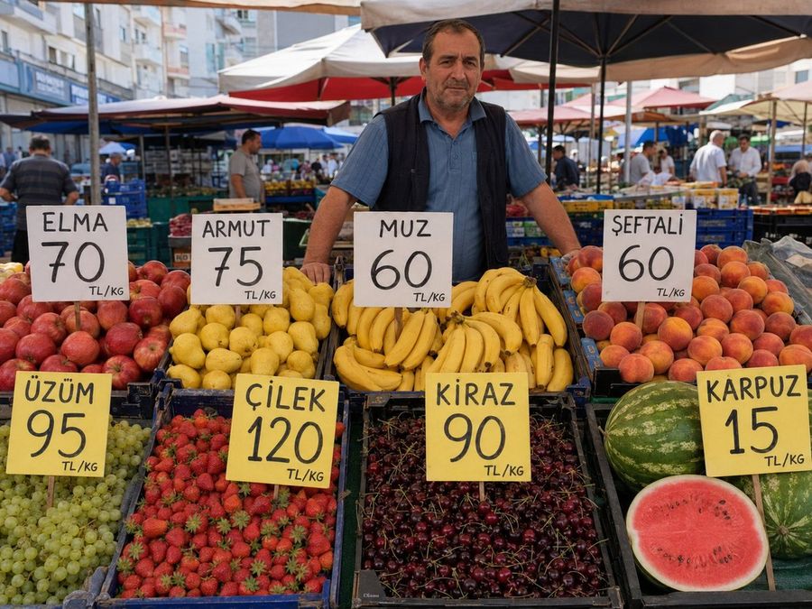 Foto realista de um feirante em mercado turco