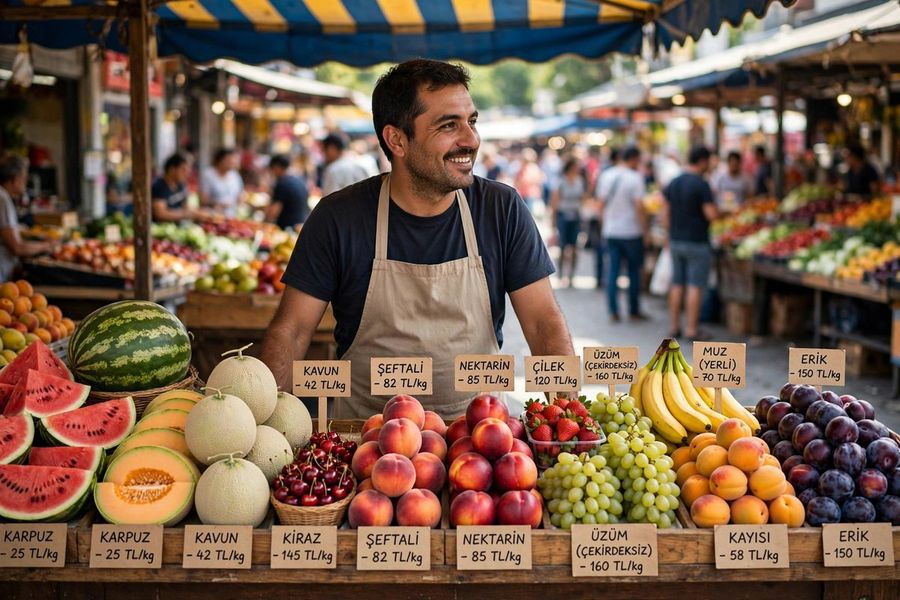 Realistisches Foto eines türkischen Marktverkäufers