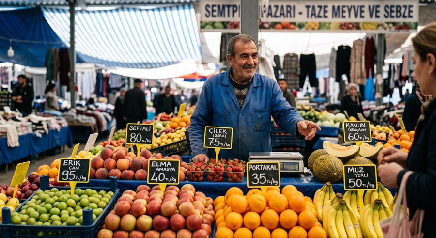 Foto realista de um feirante em mercado turco