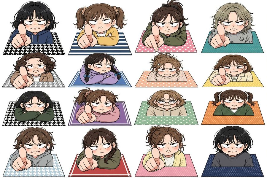 不機嫌なちびキャラのステッカーシート