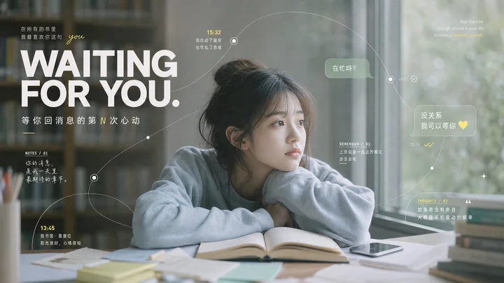「Waiting For You」学習ポートレートポスター