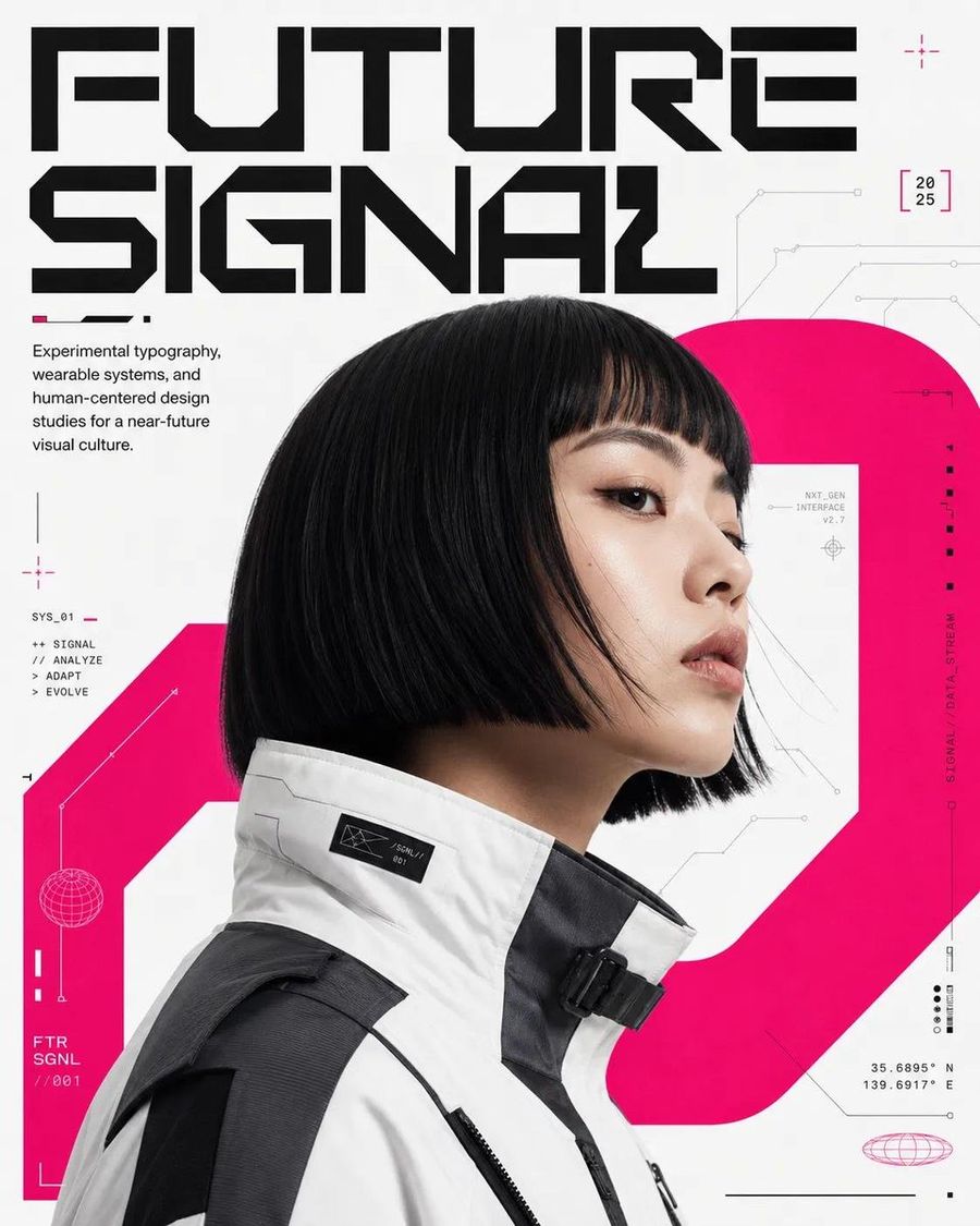 Diseño de póster editorial futurista