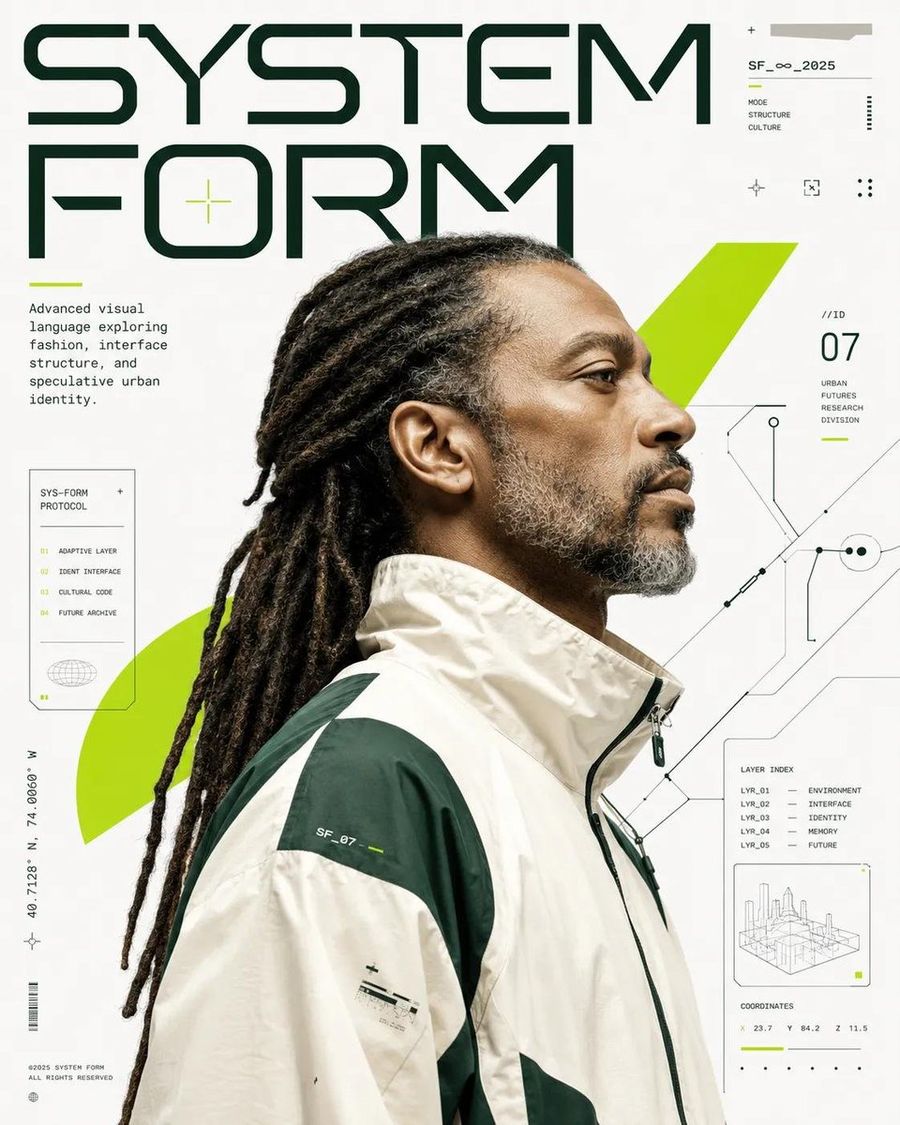 Diseño de póster editorial futurista