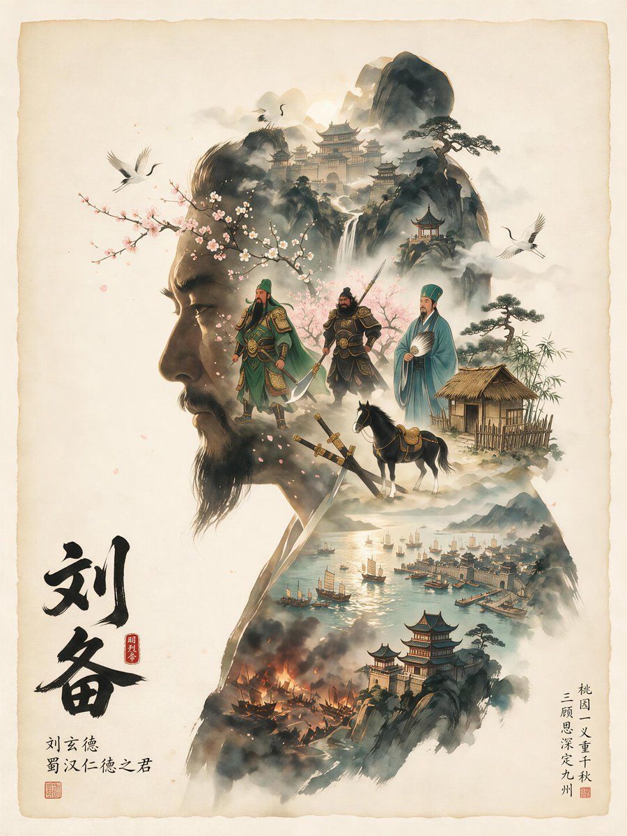 Póster épico de la silueta de Cao Cao