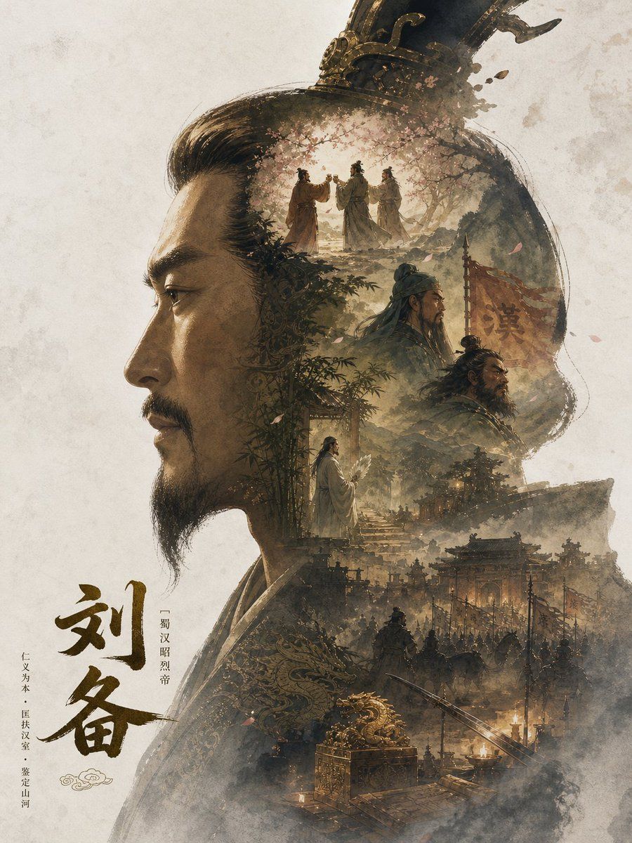 Póster épico de la silueta de Cao Cao