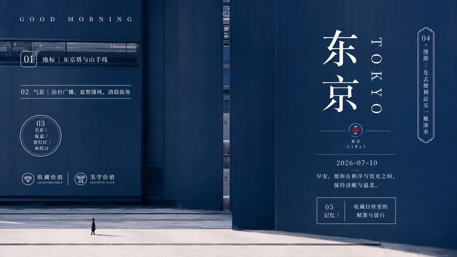 Póster minimalista de una mañana en Tokio