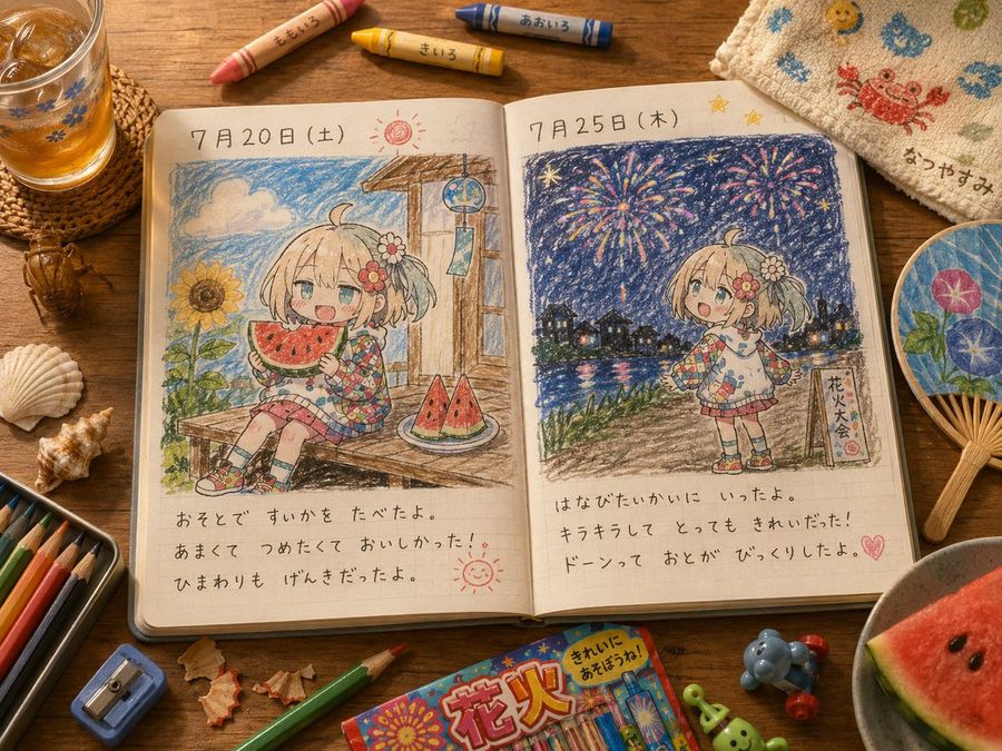 かわいい夏の絵日記