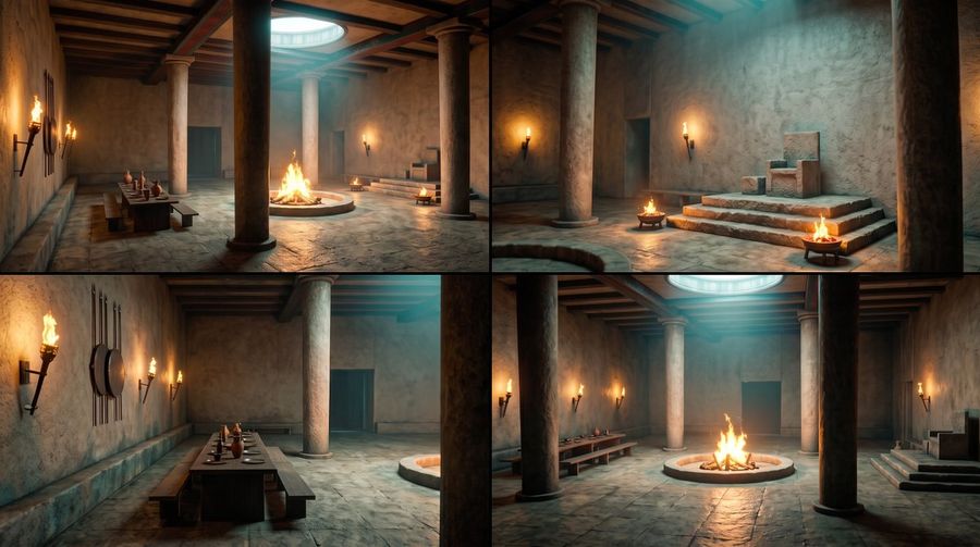 Hoja de contacto del interior de un templo antiguo