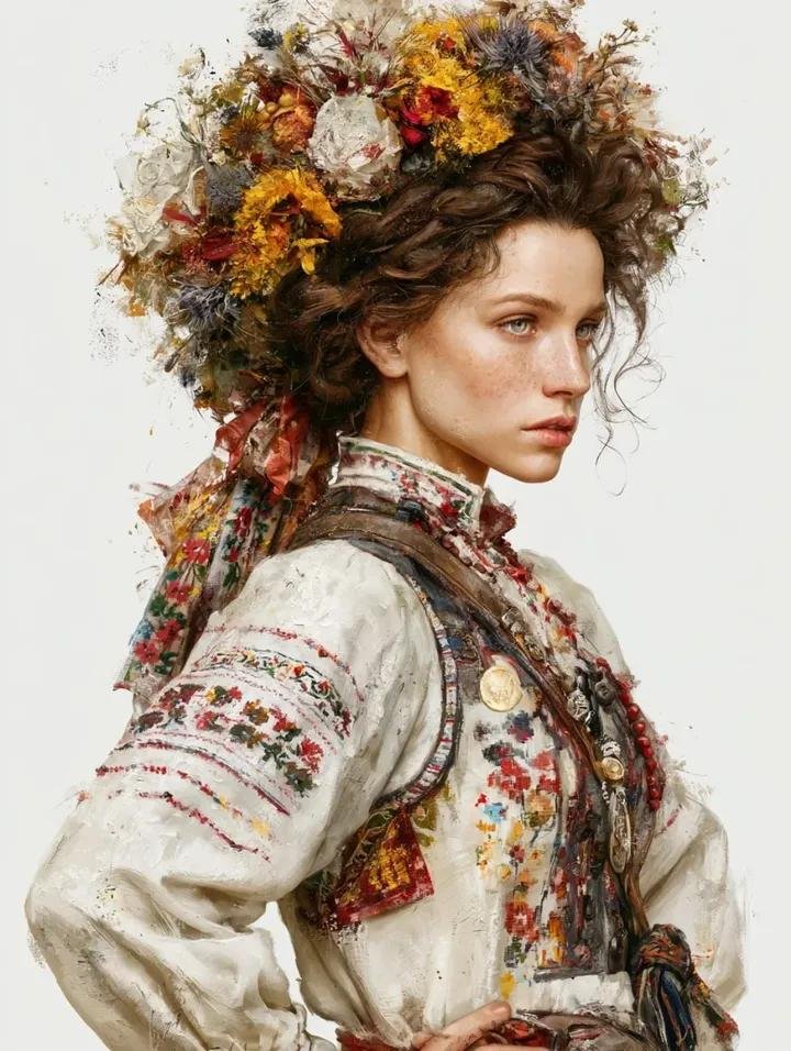 Retrato de arte folclórico eslavo
