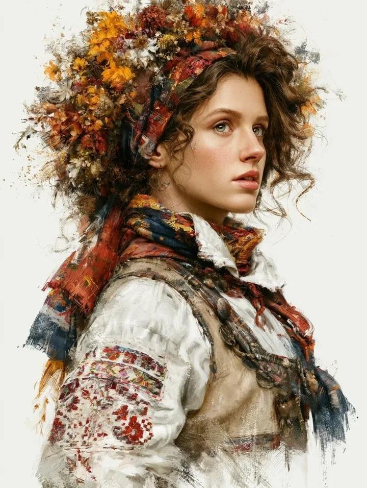 Retrato de arte folclórico eslavo