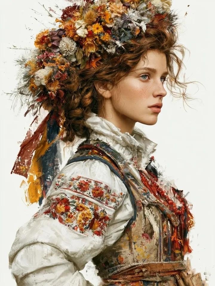 Retrato de arte folclórico eslavo