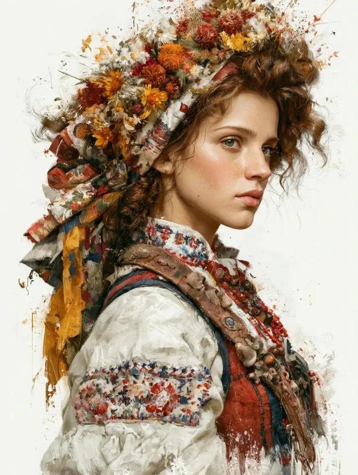 Retrato de arte folclórico eslavo