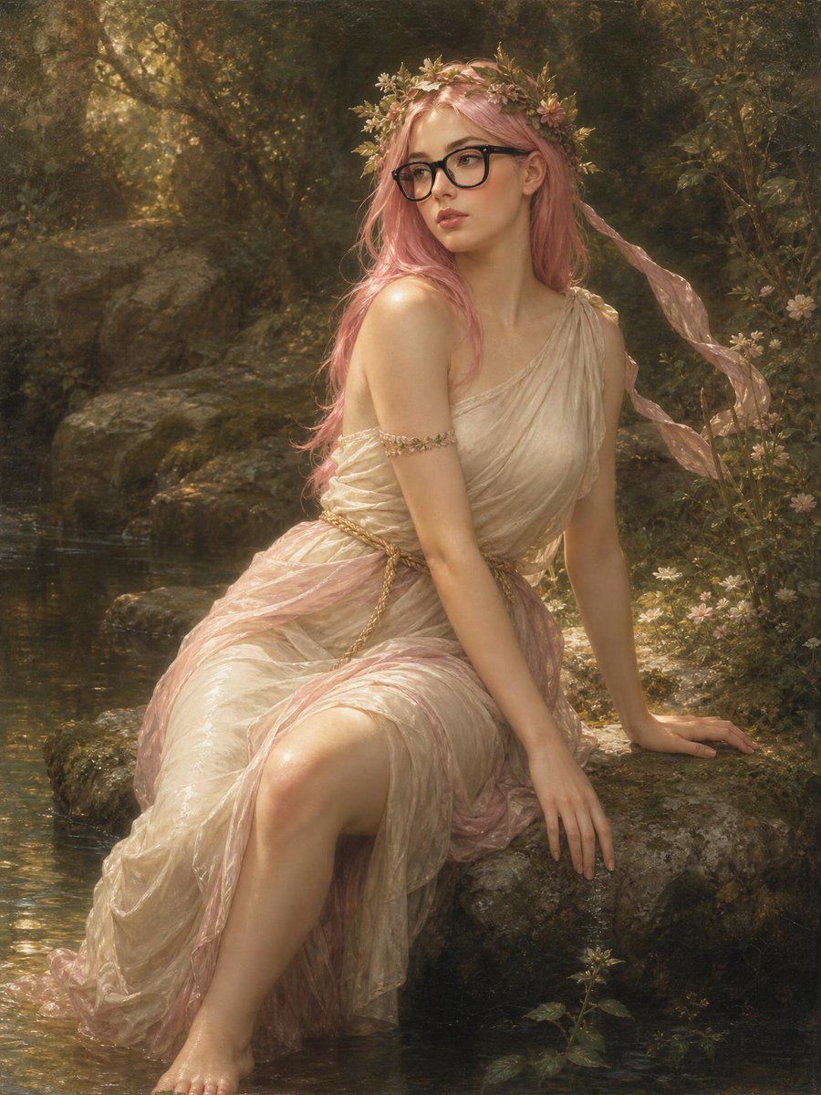 Ninfa de Bouguereau com óculos