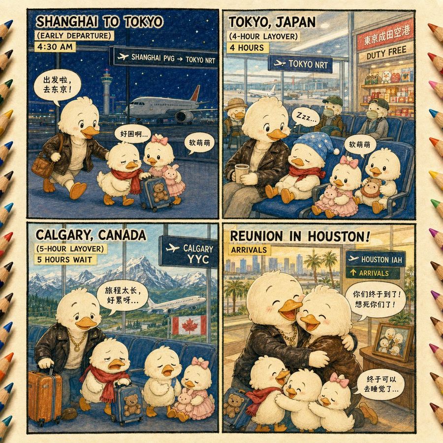 Cómic de viaje de la familia pato