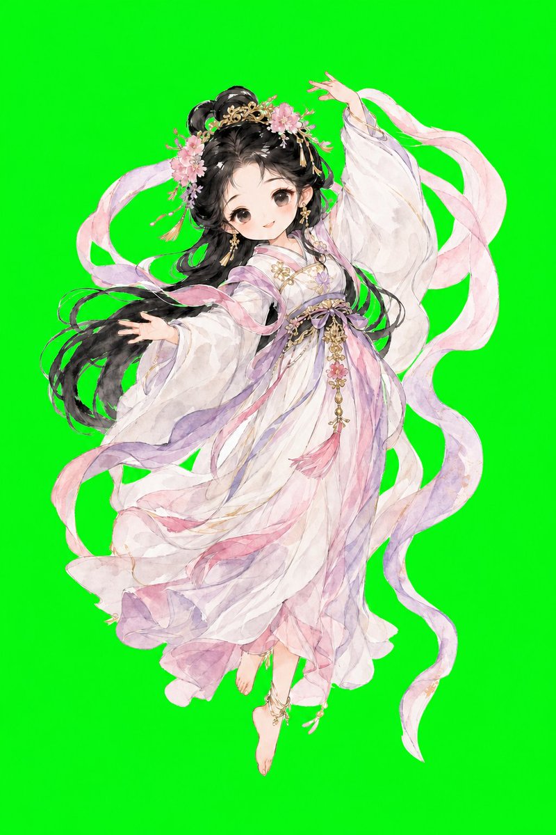 Princesa celestial con Hanfu en acuarela