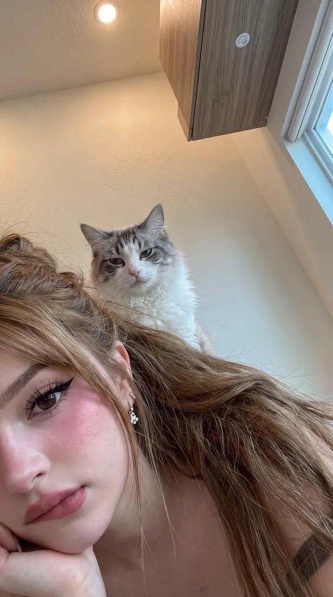 Retrato espontâneo em ambiente interno com gato