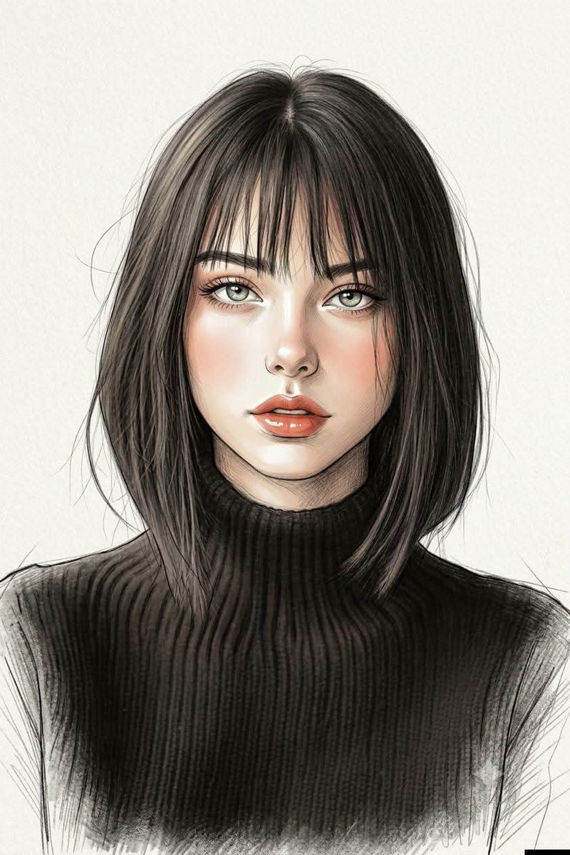 Boceto de moda a grafito hecho a mano