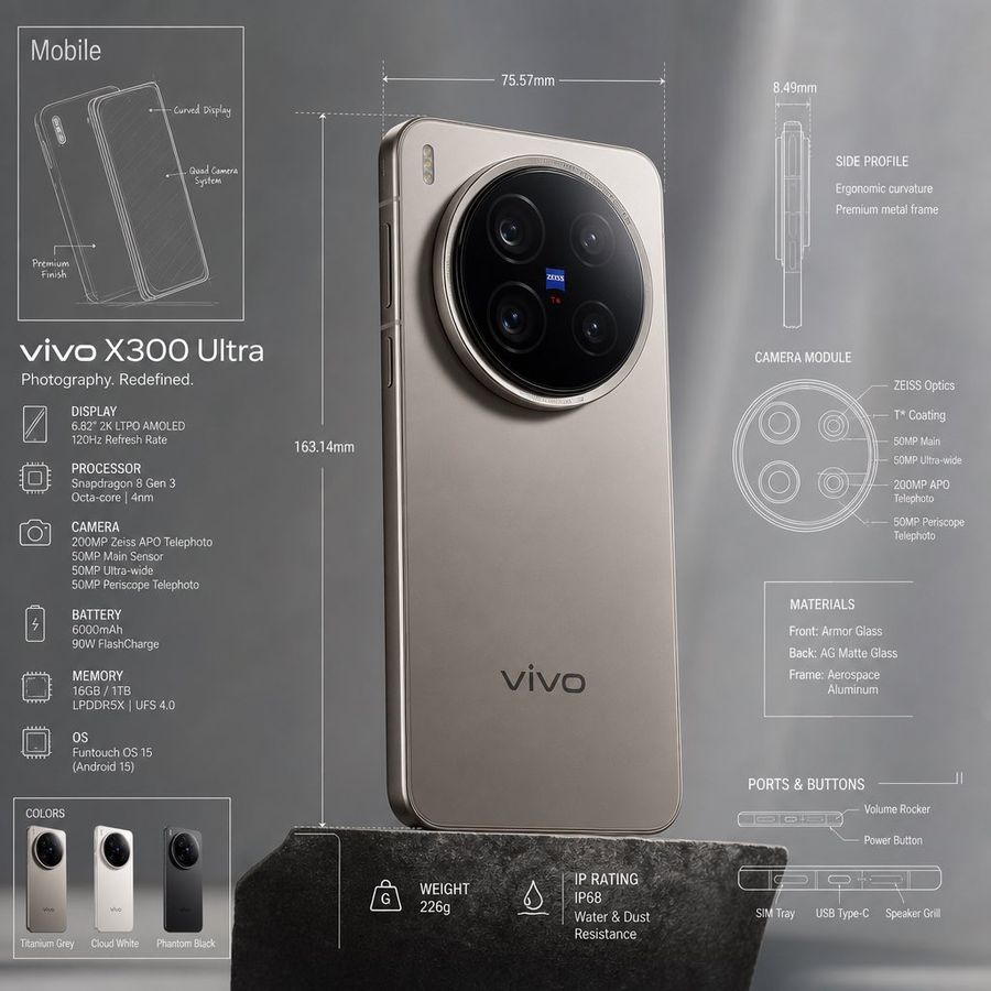 带有蓝图叠加层的技术产品信息图
