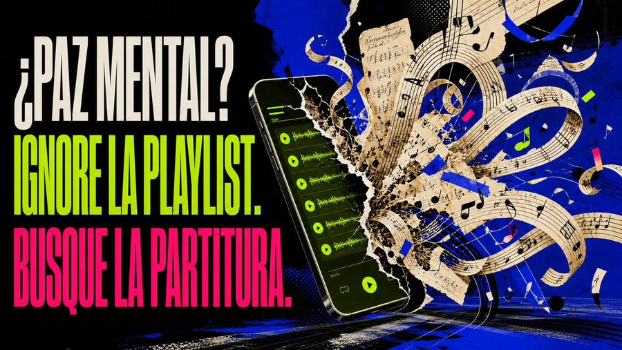 Póster de partitura musical para la paz mental