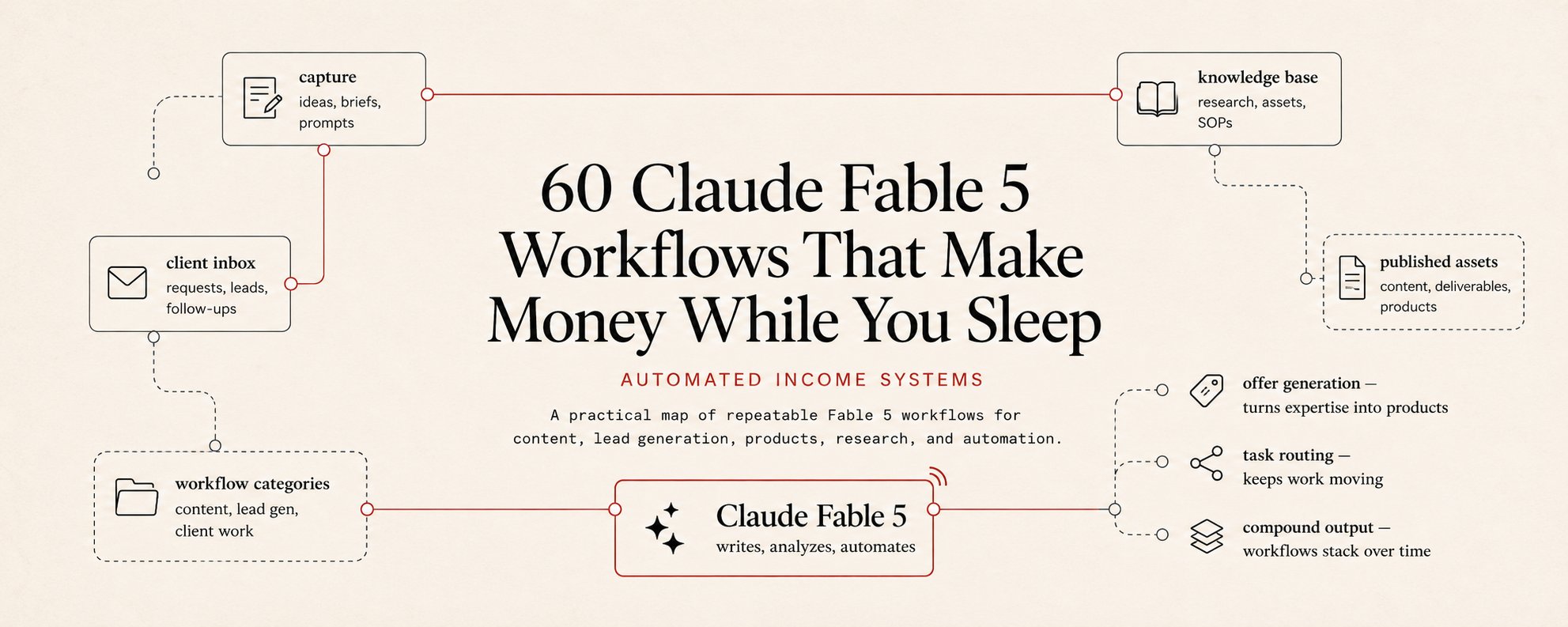 60 flujos de trabajo de Claude Fable 5 que generan dinero mientras duermes