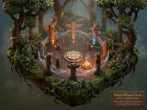 Ritual na Floresta em Estilo Mythpunk Fantasioso