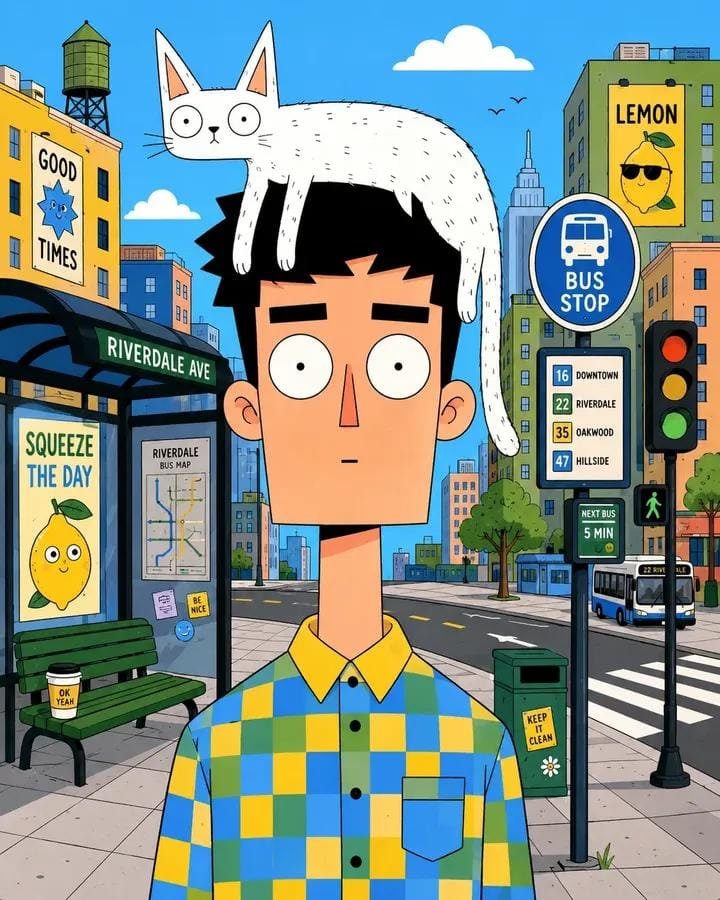 Ilustración plana de personaje con sombrero de animal