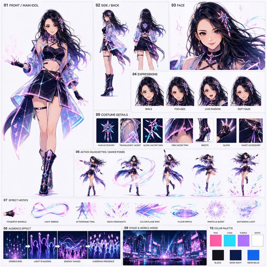 ตัวสร้างแผ่นสไตล์ Neon Idol