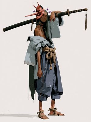 Happy Tengu Samurai Concept Art