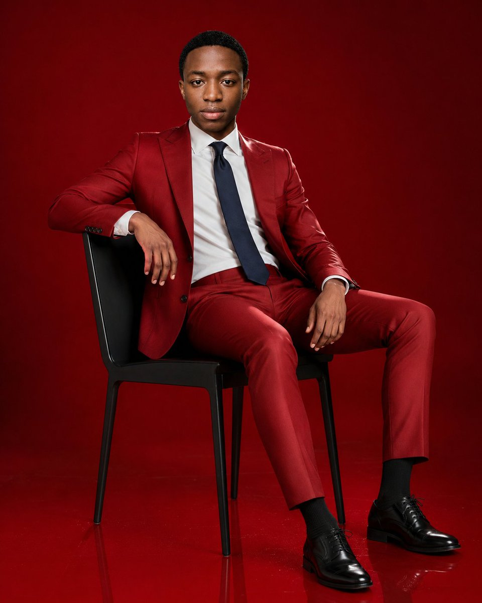 Retrato Editorial de Moda com Terno Vermelho