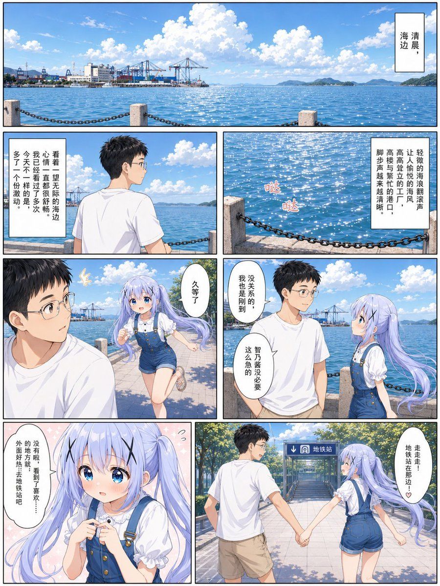 Anime-Manga-Seite: Sonnige Küstenpromenade