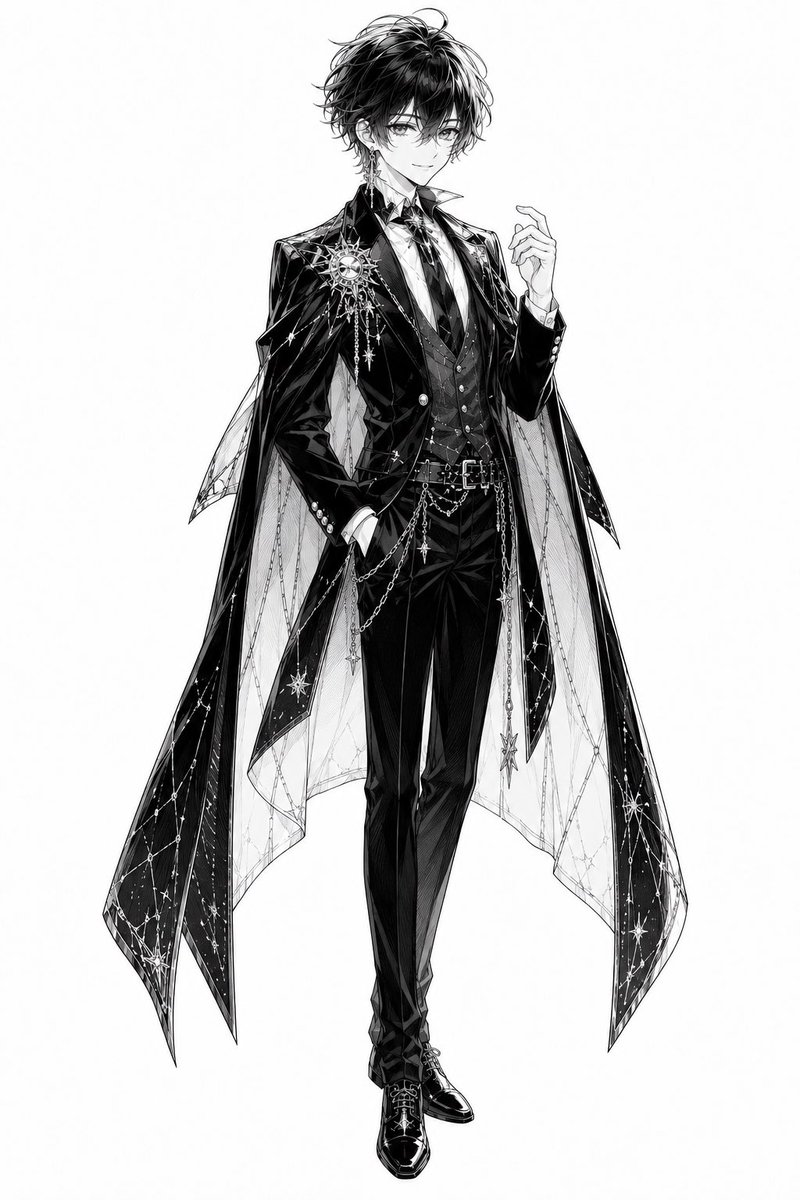 Personaje de príncipe celestial monocromático