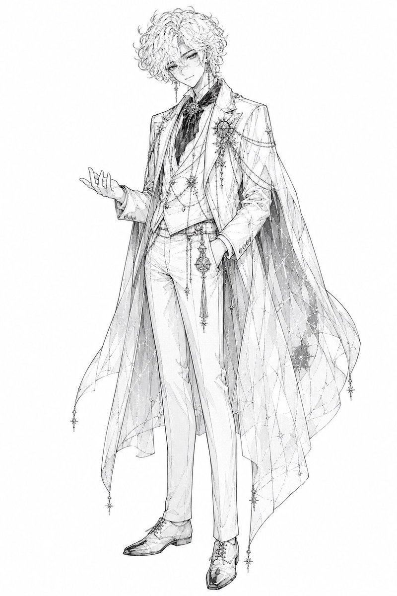 Personaje de príncipe celestial monocromático