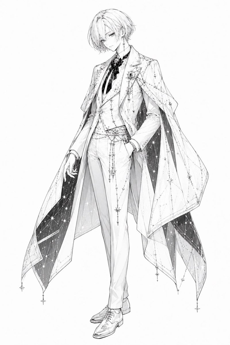 Personaje de príncipe celestial monocromático
