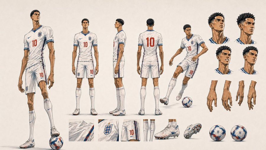 Arte conceptual de un futbolista heroico de Inglaterra