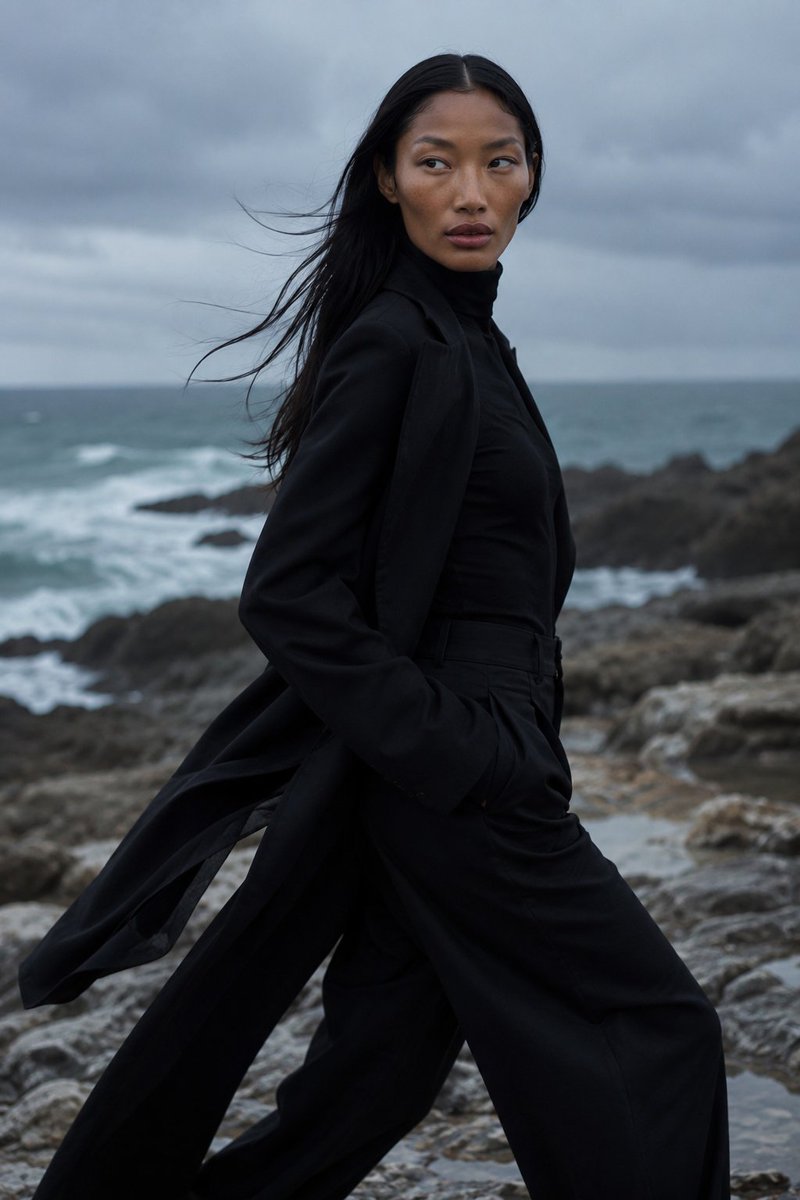 Ritratto di moda nel deserto al crepuscolo