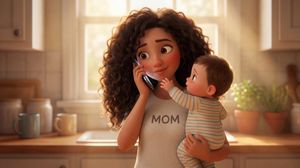 Chân dung hoạt hình 3D cách điệu về người mẹ