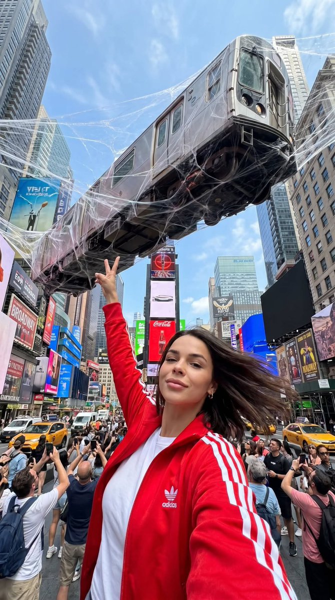 Selfie surreal na Times Square