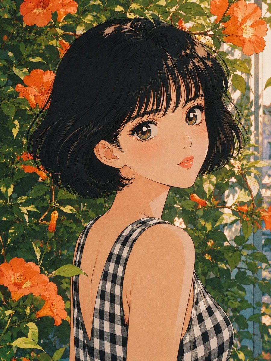 Retrato de anime shoujo retro de los 80