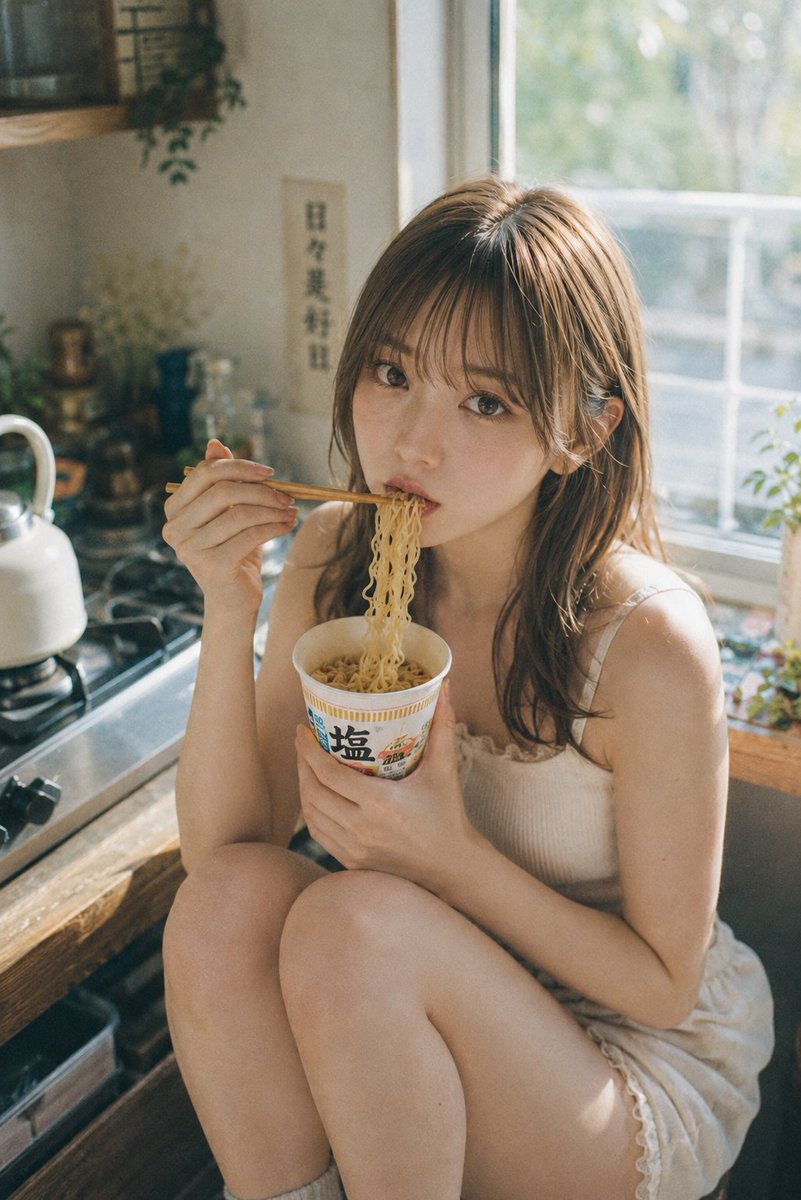Japanischer Küchen-Moment mit Cup Noodle