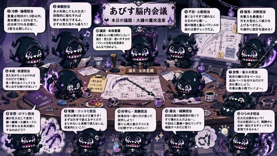 キャラクター脳内会議シーン生成プロンプト