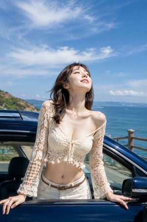 Summer Coastal Drive Fashion Portrait