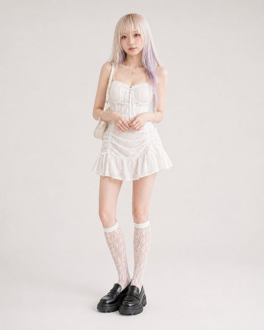 Tenue féminine en dentelle style Y2K