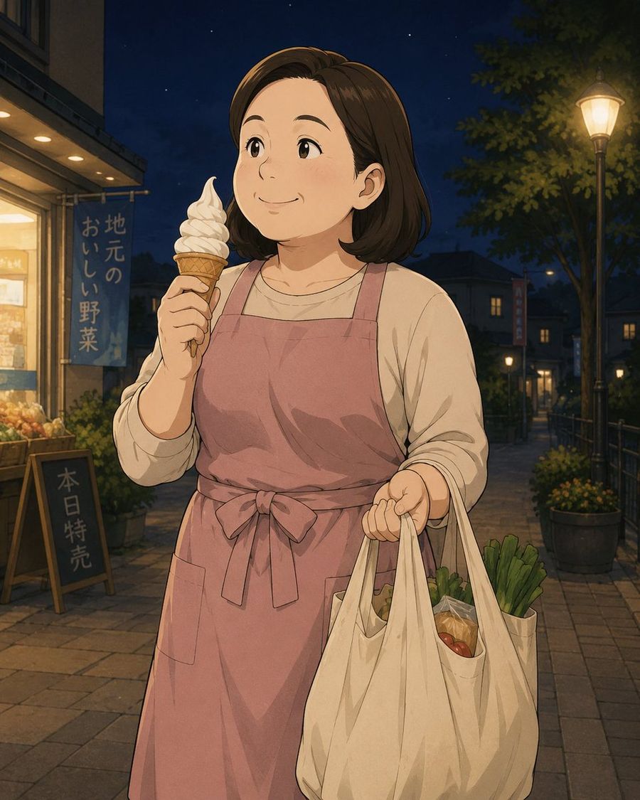 Cena de Mercado Noturno em Estilo Anime
