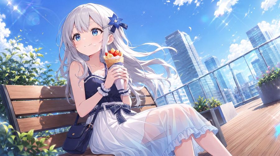 Cabeçalho de Anime de Verão no Terraço