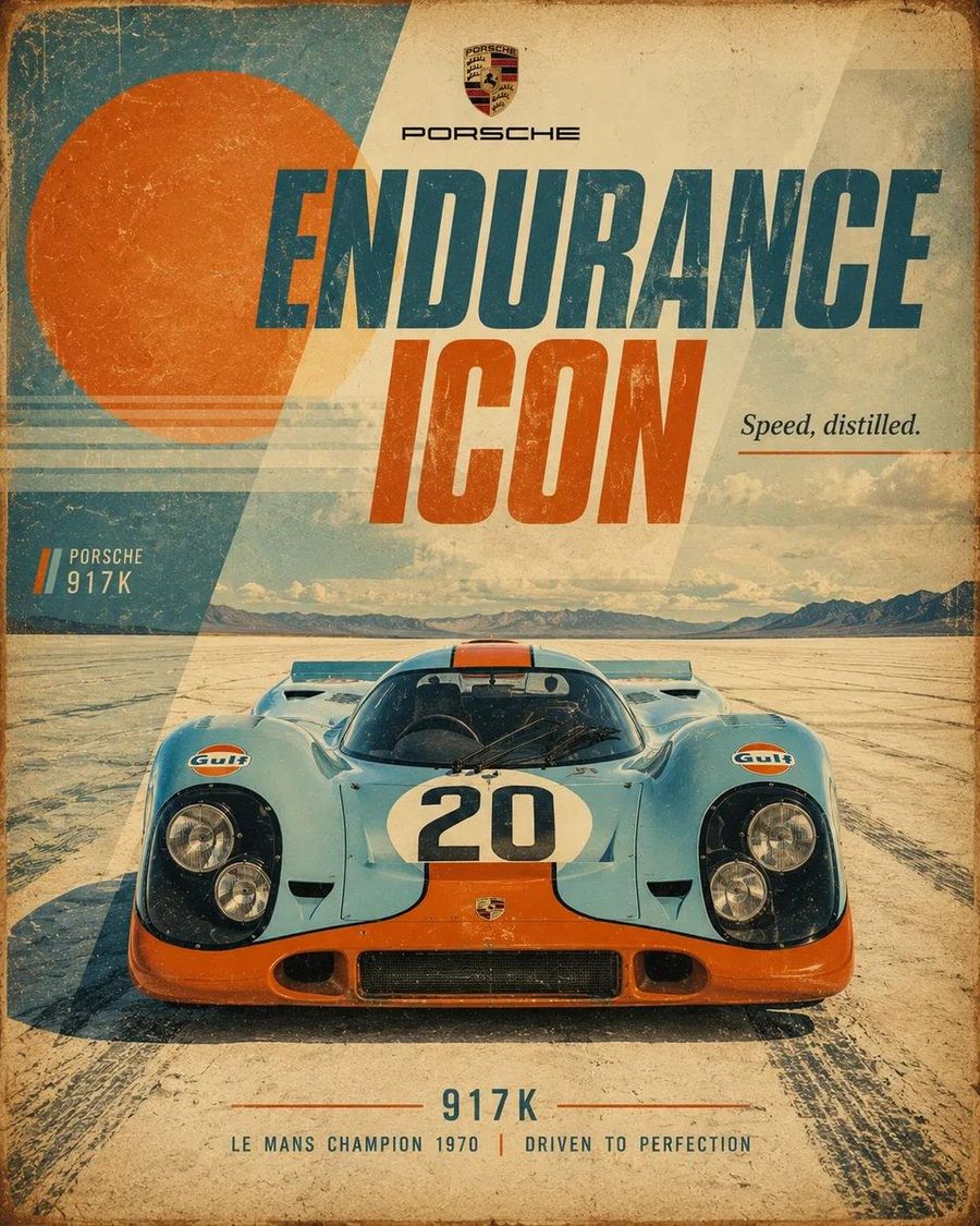 Affiche automobile de sport automobile rétro