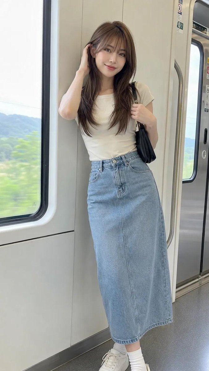Femme coréenne dans un train moderne