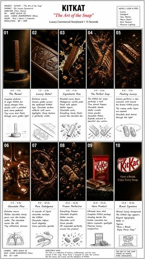 Storyboard para comercial de chocolate de lujo
